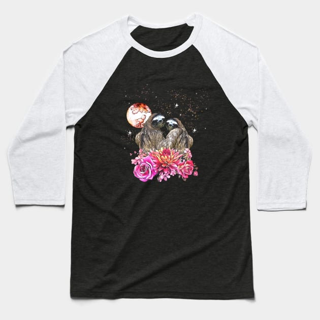 Sloths in love, lovers couple cute Baseball T-Shirt by Collagedream